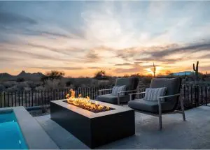 Steel Charcoal Olympic custom Fire pit table from Montana Fire Pits