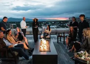 Black Olympic custom Fire pit table from Montana Fire Pits
