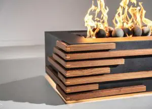Arbor Accent Olympic custom fire pit table from Montana Fire Pits