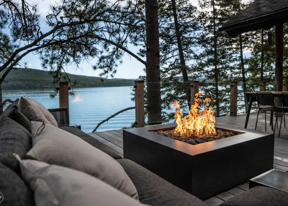 Black Glacier custom Fire pit table from Montana Fire Pits