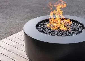Black Yellowstone custom Fire pit table from Montana Fire Pits