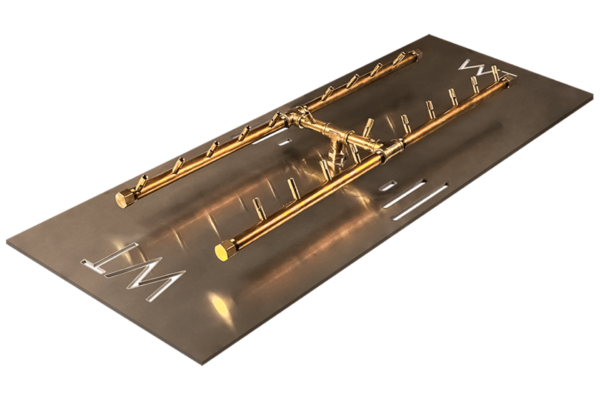 H-Style Burner: 200,000 BTU Warming Trends Crossfire Brass Burner Kit (CFBH200) 30″ x 8.75″ - For 40” x 17” Opening or Larger - Image 3