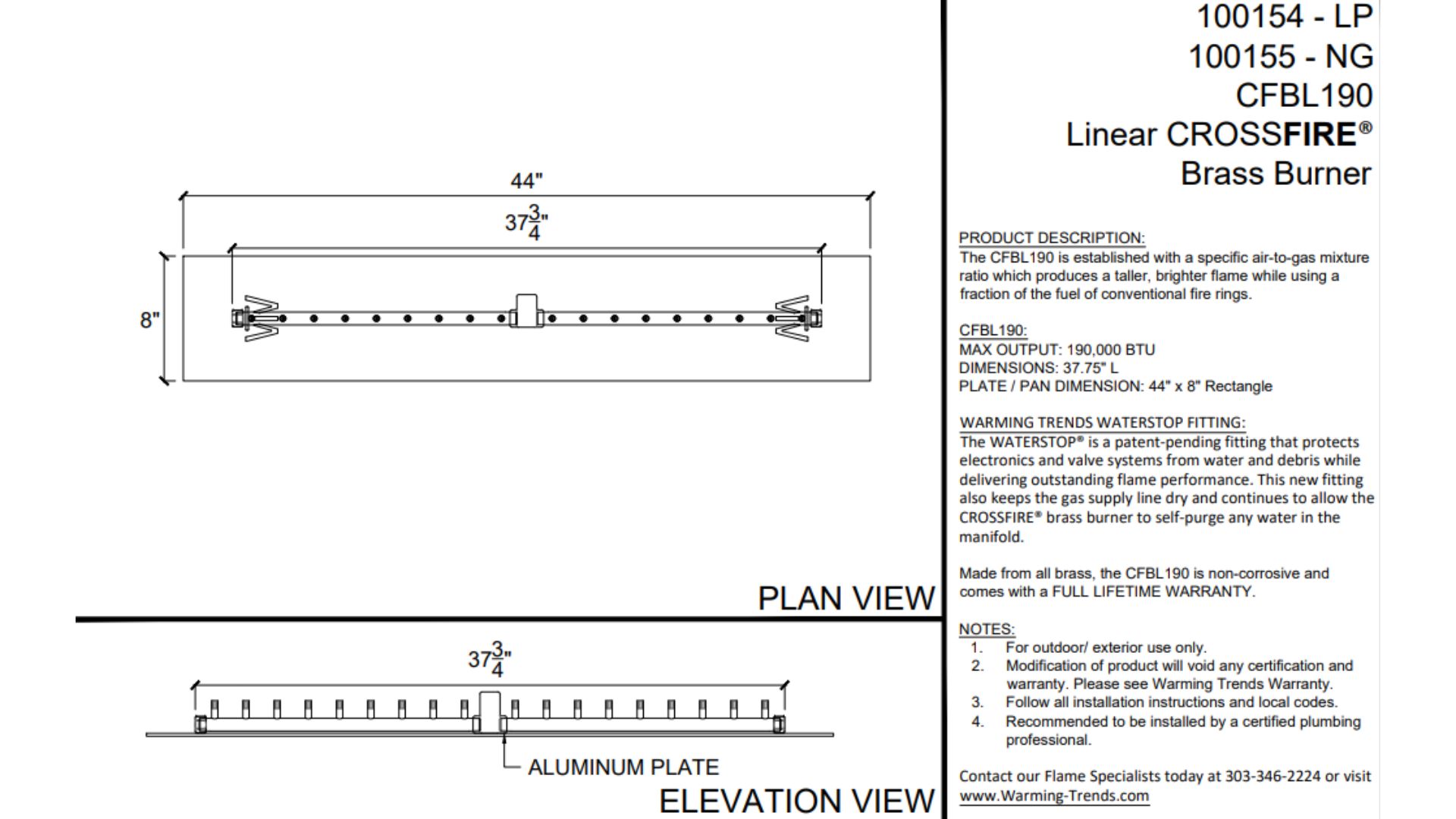 CFBL190 spec sheet 2025