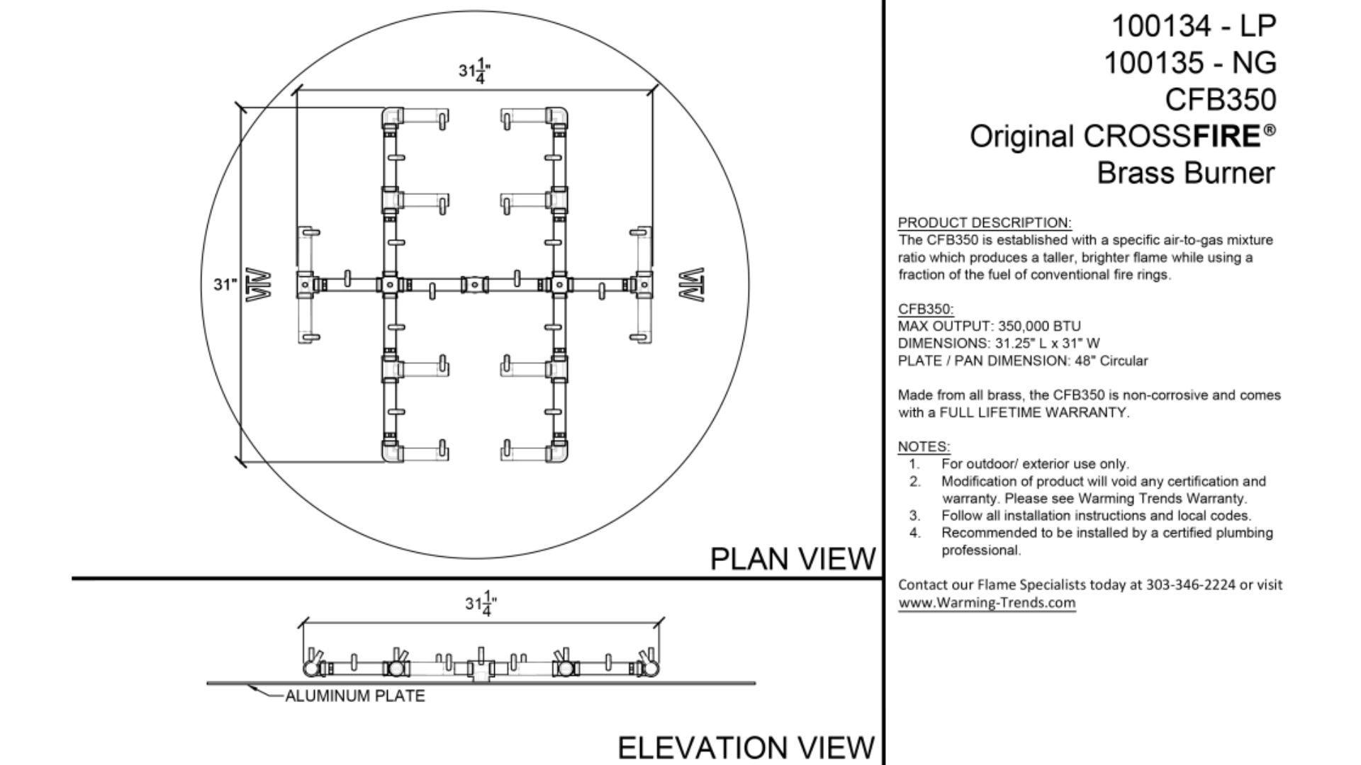 CFB350 spec sheet 2025