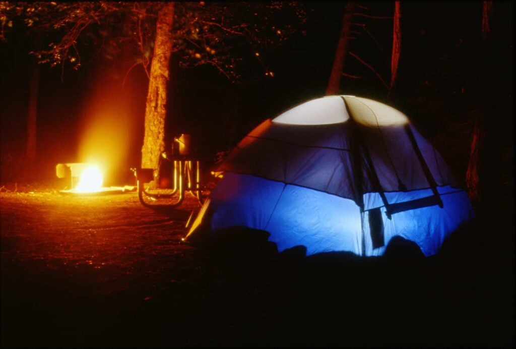 Backyard tent camping