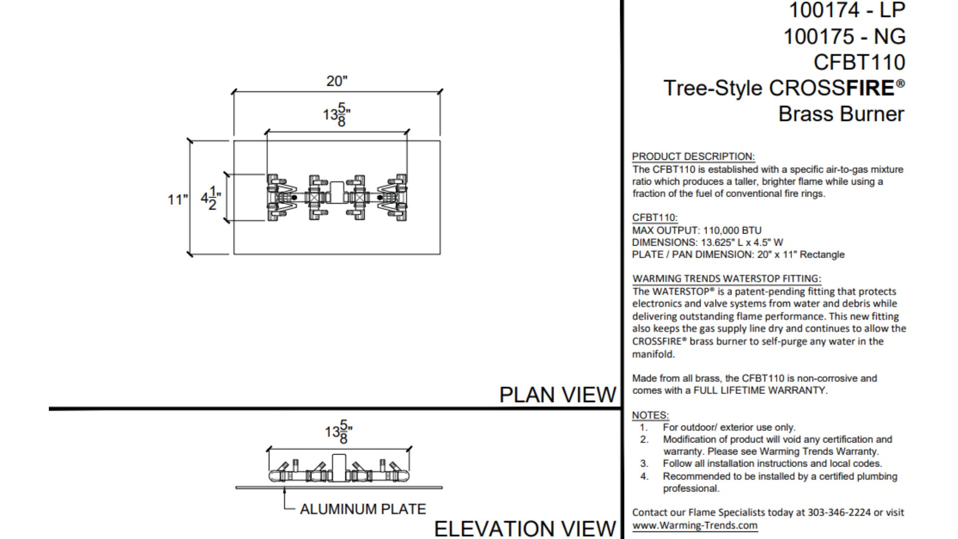 CFBT110 spec sheet 2025