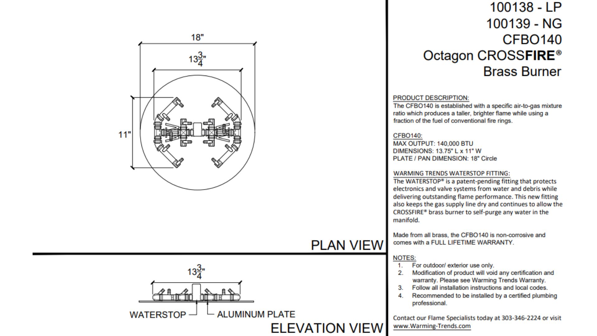 CFBO140 spec sheet 2025