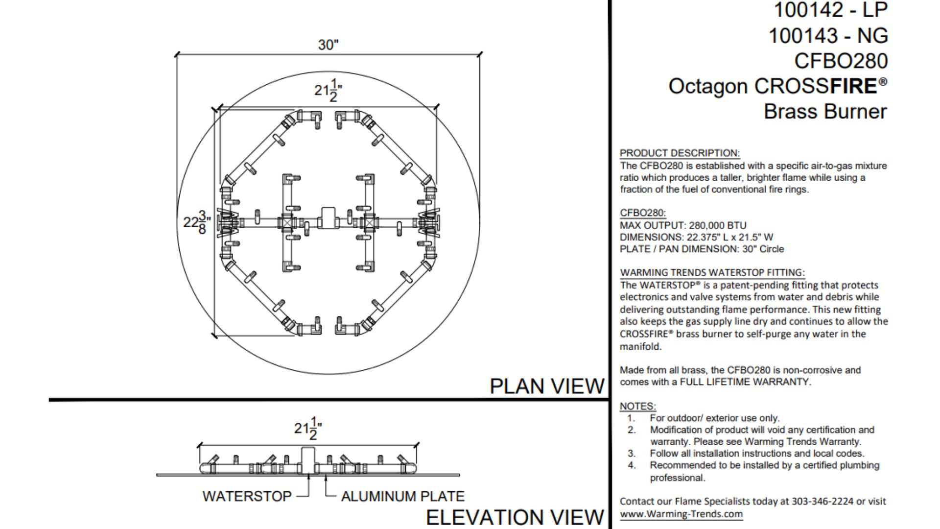 CFBO280 spec sheet 2025