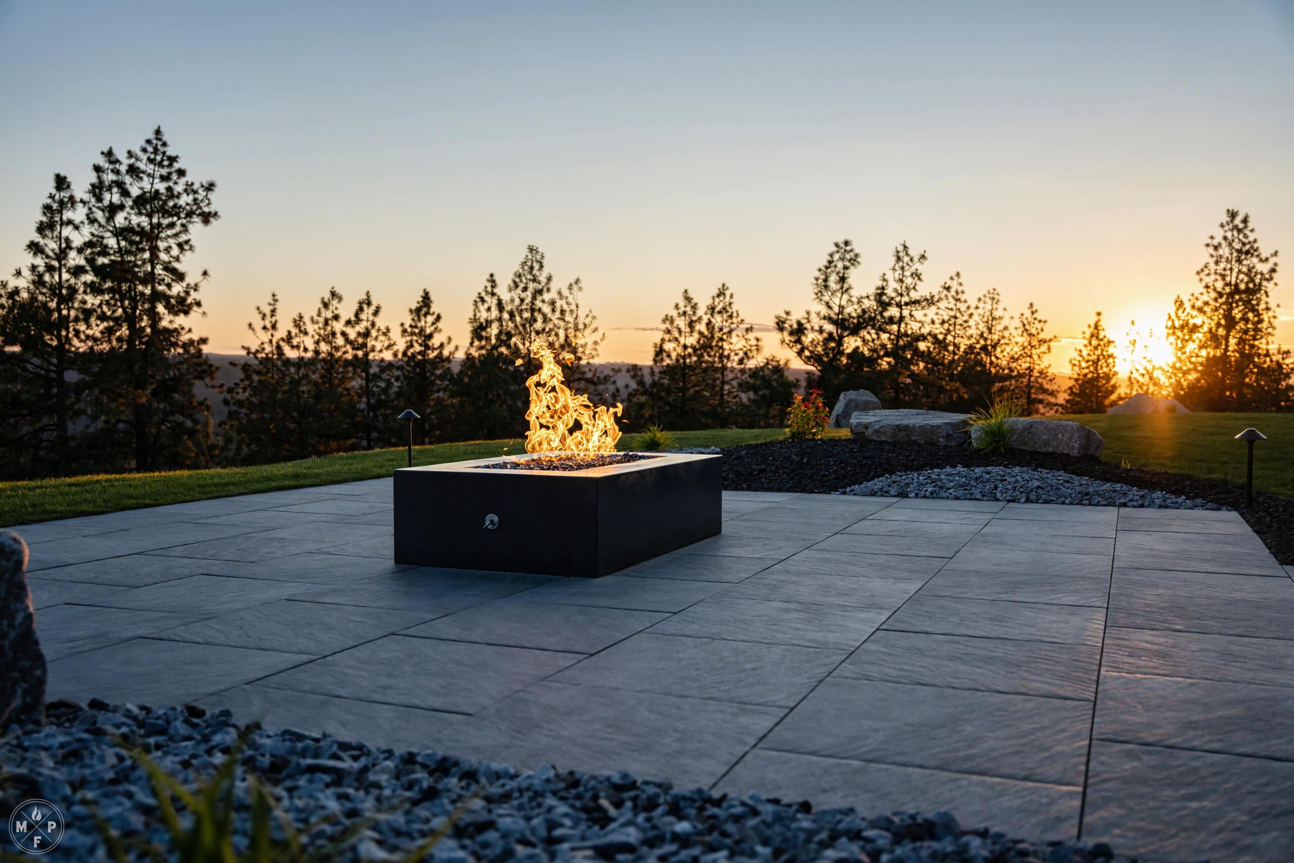 Dixon Residence - Lumera Pacific Midnight-80 Lumera 55 inch Fire Pit in Pacific Midnight Finish Montana Fire Pits