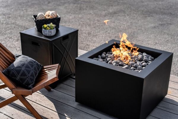 Steel 20lb Propane Tank Cover End Table - Decorative Storage - Black - Image 4