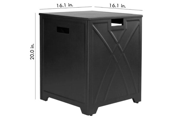 Steel 20lb Propane Tank Cover End Table - Decorative Storage - Black - Image 3