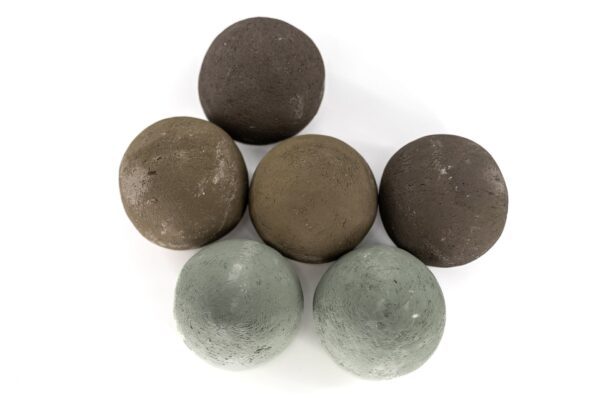 4" Natural Stone Color Ceramic Fire Cannonballs - Set of 6 - Image 4