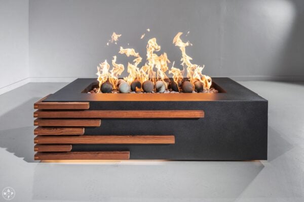 Arbor Accent Olympic Fire Pit Table - 2 Inch Horizontal Wood Design - Image 7