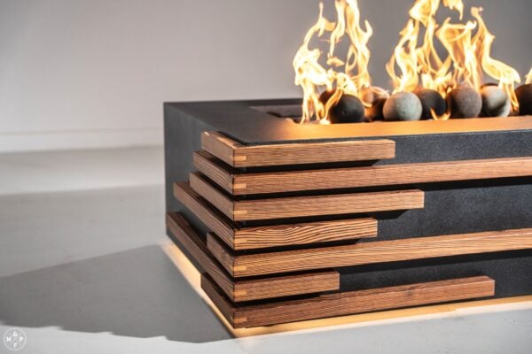 Arbor Accent Olympic Fire Pit Table - 2 Inch Horizontal Wood Design - Image 4