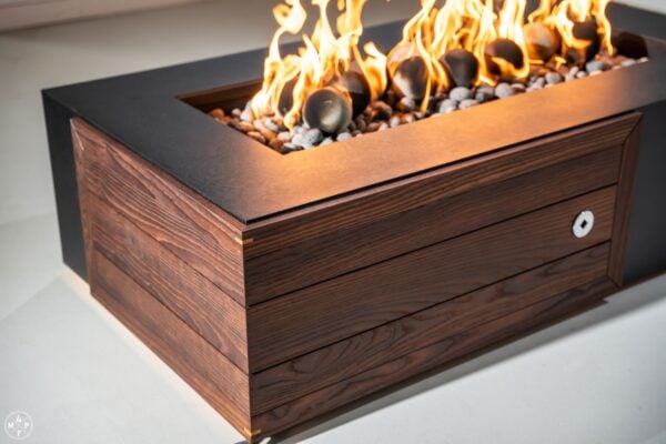 Arbor Accent Olympic Fire Pit Table - Horizontal Wood Design - Image 4