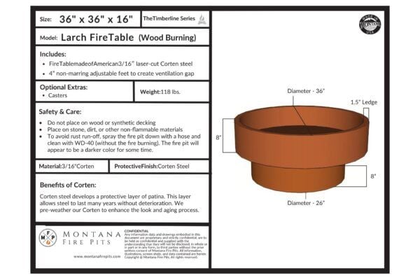 The Larch Corten Steel Premium Fire Pit - Wood Burning - Image 7
