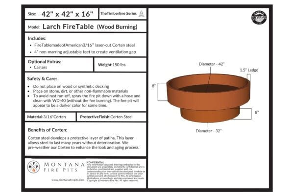 The Larch Corten Steel Premium Fire Pit - Wood Burning - Image 8