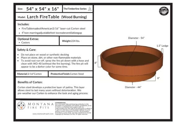 The Larch Corten Steel Premium Fire Pit - Wood Burning - Image 9