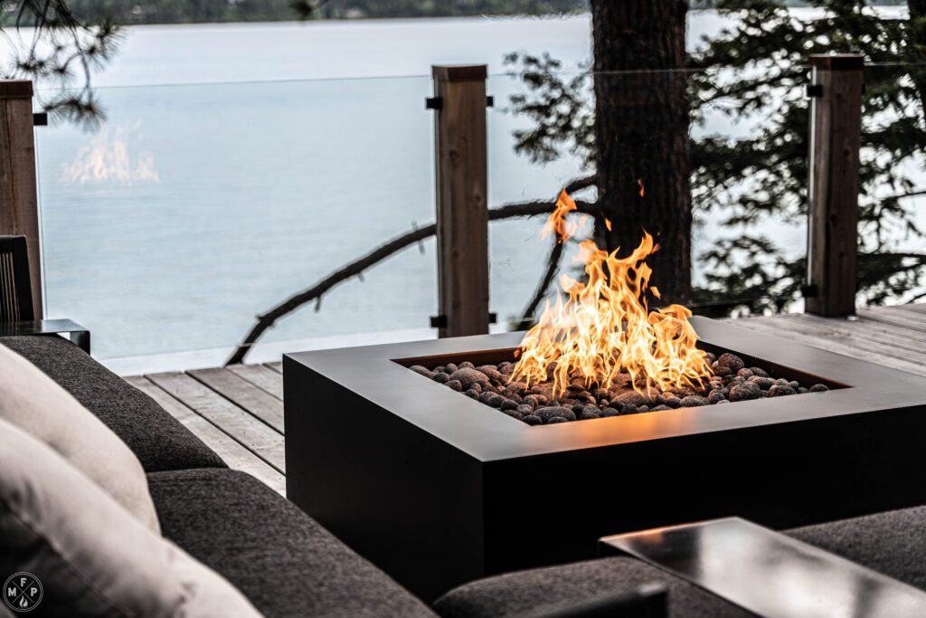 Dietrick Forged Charcoal Glacier on the lake from Montana Fire Pits