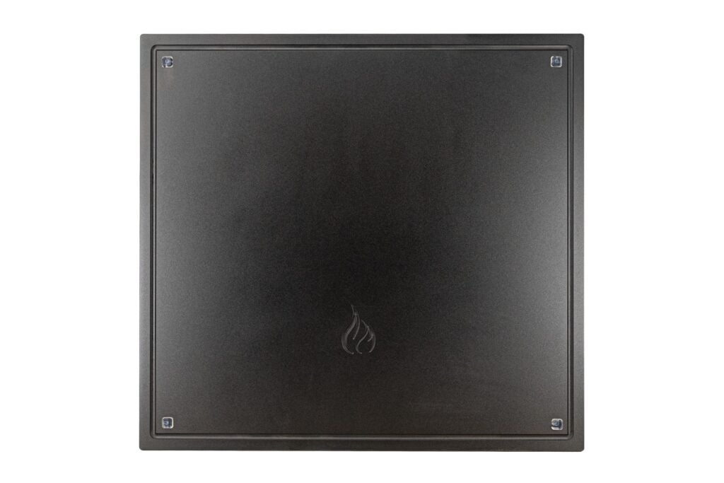 square aluminum fire pit cover in black diamond from Montana Fire Pits