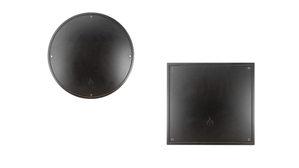 rectangular, square, and round aluminum fire pit cover in black diamond from Montana Fire Pits