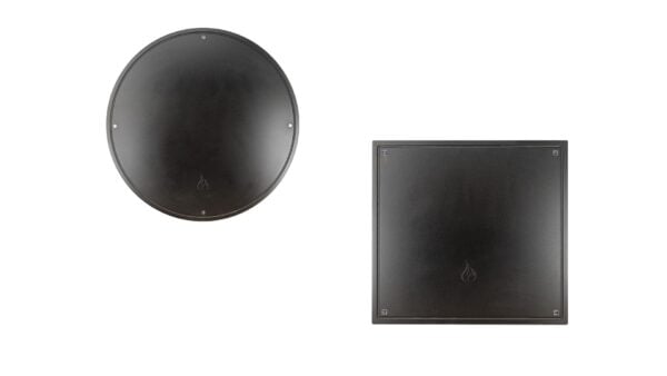 rectangular, square, and round aluminum fire pit cover in black diamond from Montana Fire Pits
