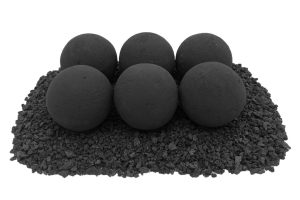 4" Matte Black Ceramic Fire Cannonballs - Set of 6