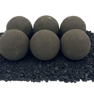 4" Thunder Gray Ceramic Fire Cannonballs - Set of 6