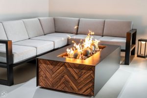 The Teton Metal and Arbor Wood Fire Pit Table