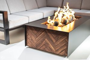 The Teton Metal and Arbor Wood Fire Pit Table