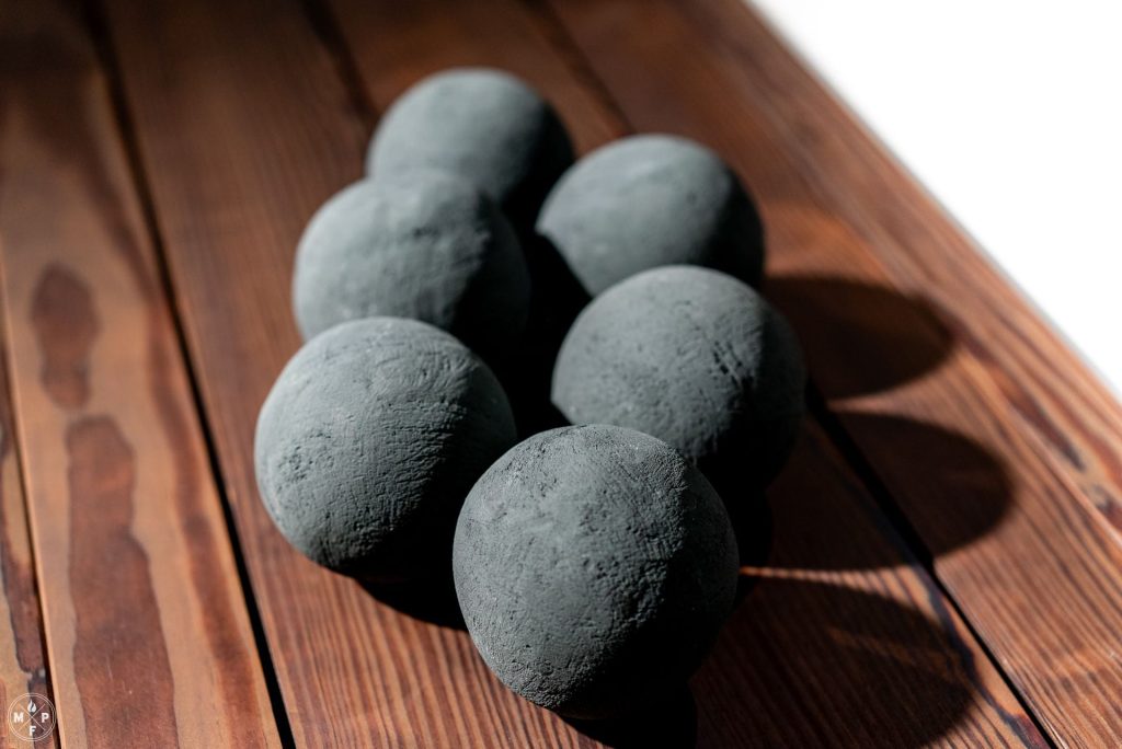 4" Matte Black Ceramic Fire Cannonballs - Set of 6