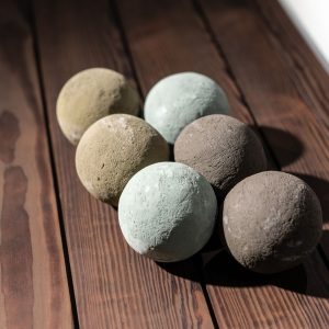 4" Natural Stone Color Ceramic Fire Cannonballs - Set of 6