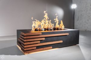 Arbor Accent Olympic Fire Pit Table - 2 Inch Horizontal Wood Design