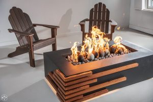 Arbor Accent Olympic Fire Pit Table - 2 Inch Horizontal Wood Design