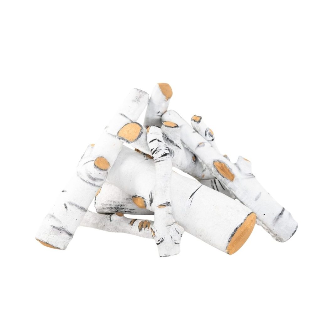 Sierra Birch Ceramic Gas Fire Pit Logs – 9 Piece Set