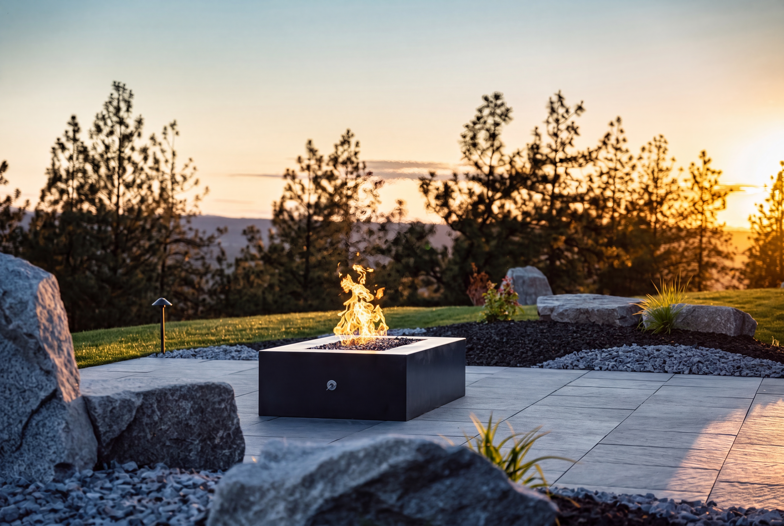 Lumera on a Majestic back porch Montana Fire Pits