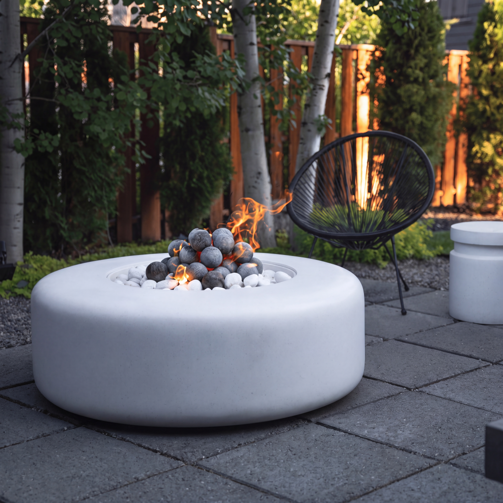 Oblica Rounded Concrete Fire Table