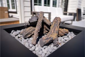 Country Oak Ceramic Gas Fire Pit Logs – 9 Piece Set