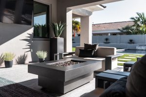 Redwood and Olympic fire pit tables in Urban Stealth