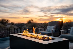 76 inch Olympic fire pit table in River Stone