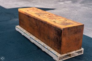 Custom Canyonlands fire pit table in Corten steel