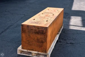 Custom Canyonlands fire pit table in Corten steel