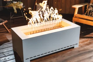 Bunch Grey Texture Olympic Studio Fire Table from Montana Fire Pits