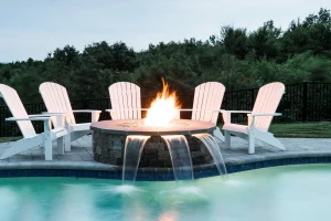 Poolside fire pit with Warming Trends burner