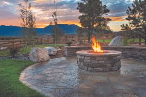 Patio fire pit with Warming Trends burner