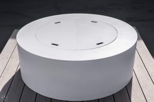 Alps White Yellowstone 48 Fire Table with steel logs