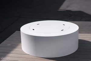 Alps White Yellowstone 48 Fire Table with steel logs