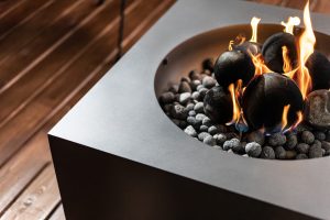 Zion fire pit table in River Stone