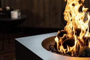 Zion fire pit table in River Stone
