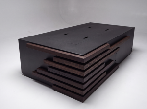 Arbor Accent Aluminum Fire Pit Table – 2 Inch Horizontal Wood Design – 60″ Black Diamond – Fast Ship